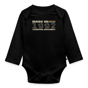 Cadeau d'anniversaire 1992 vintage 1992 né en 1992 - Body Bébé bio manches longues - noir - Devant