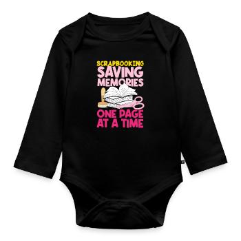 Memory Book, Scrapbook, Scrapbook, Scrapbook, Scrapbook - Organic Longsleeve Baby Bodysuit - black - Front