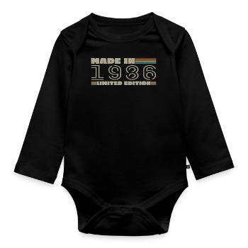 Jahrgang 1986 1986 Geburtstagsgeschenk Jahrgang 1986 - Baby Bio-Langarm-Body - Schwarz - Vorne