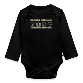 Jahrgang 2003 2003 Jahrgang 2003 Geburtstagsgeschenk - Baby Bio-Langarm-Body - Schwarz - Vorne