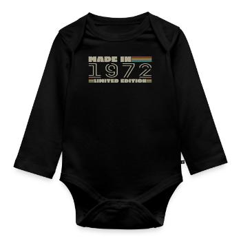 Cadeau d'anniversaire 1972 vintage 1972 né en 1972 - Body Bébé bio manches longues - noir - Devant