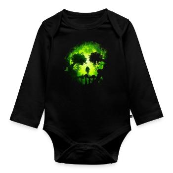 Peinture à l’aquarelle Skull Forest - Body Bébé bio manches longues - noir - Devant
