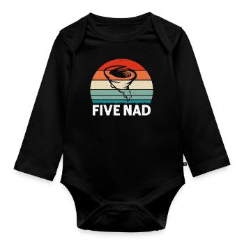 Kids Five-nado Warning 5th Birthday Tornado Themed - Organic Longsleeve Baby Bodysuit - black - Front