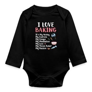 Baker Bakeries Baked Goods Baking Gift - Organic Longsleeve Baby Bodysuit - black - Front