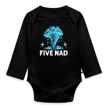 Kids Five-nado Warning 5th Birthday Tornado Themed - Organic Longsleeve Baby Bodysuit - black - Front