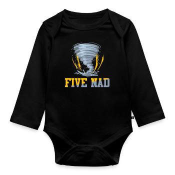 Kids Five-nado Warning 5th Birthday Tornado Themed - Organic Longsleeve Baby Bodysuit - black - Front