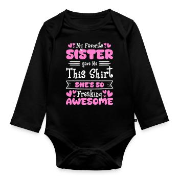 Family, Children, Brother's Heart, Cohesion - Organic Longsleeve Baby Bodysuit - black - Front