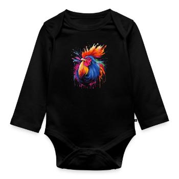 Ein stolzer Hahn - Baby Bio-Langarm-Body - Schwarz - Vorne