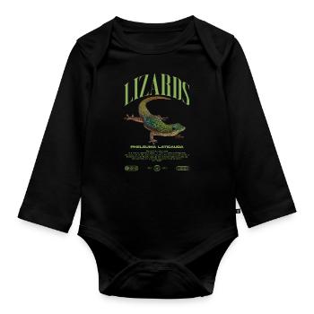 Phelsuma laticauda Day Gecko Lizard Keeper - Organic Longsleeve Baby Bodysuit - black - Front