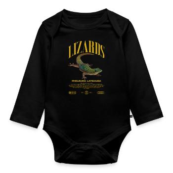 Phelsuma laticauda Day Gecko Lizard Keeper - Organic Longsleeve Baby Bodysuit - black - Front