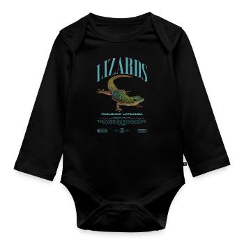 Phelsuma laticauda Day Gecko Lizard Keeper - Organic Longsleeve Baby Bodysuit - black - Front