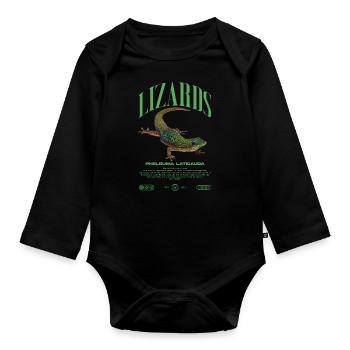 Phelsuma laticauda Day Gecko Lizard Keeper - Organic Longsleeve Baby Bodysuit - black - Front