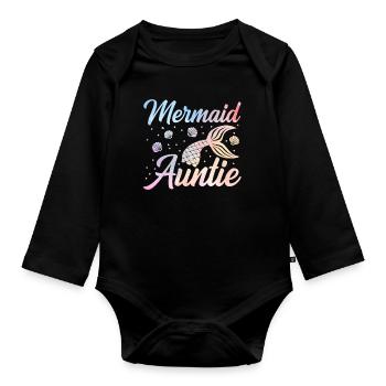 Meerjungfrau Tante Lustige Tante Frauen - Baby Bio-Langarm-Body - Schwarz - Vorne