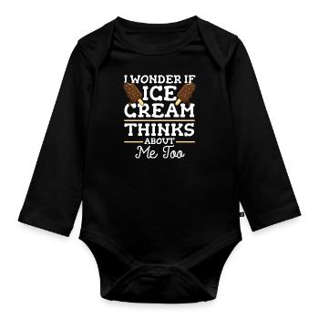 Crème glacée d’été - Body Bébé bio manches longues - noir - Devant