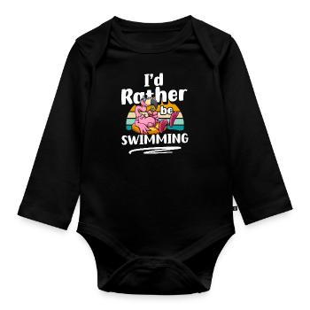 Natation, L’Eau, Soleil, Plongée - Body Bébé bio manches longues - noir - Devant