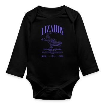 Phelsuma laticauda Day Gecko Lizard Keeper - Organic Longsleeve Baby Bodysuit - black - Front