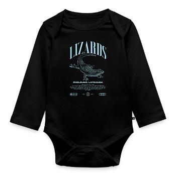 Phelsuma laticauda Day Gecko Lizard Keeper - Organic Longsleeve Baby Bodysuit - black - Front