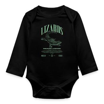 Phelsuma laticauda Day Gecko Lizard Keeper - Organic Longsleeve Baby Bodysuit - black - Front