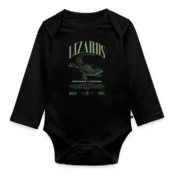 Phelsuma laticauda Day Gecko Lizard Keeper - Organic Longsleeve Baby Bodysuit - black - Front