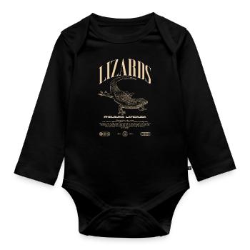 Phelsuma laticauda Day Gecko Lizard Keeper - Organic Longsleeve Baby Bodysuit - black - Front