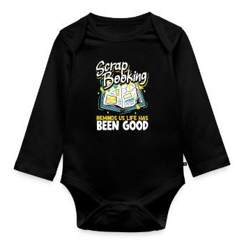 Memory Book, Scrapbook, Scrapbook, Scrapbook, Scrapbook - Organic Longsleeve Baby Bodysuit - black - Front