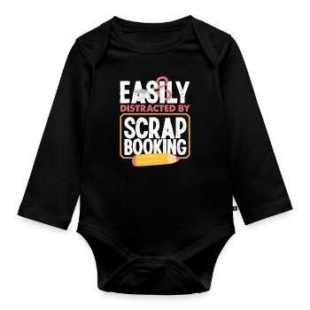 Memory Book, Scrapbook, Scrapbook, Scrapbook, Scrapbook - Organic Longsleeve Baby Bodysuit - black - Front