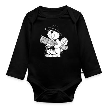 Caricature de charpentier - Body Bébé bio manches longues - noir - Devant