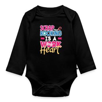 Memory Book, Scrapbook, Scrapbook, Scrapbook, Scrapbook - Organic Longsleeve Baby Bodysuit - black - Front
