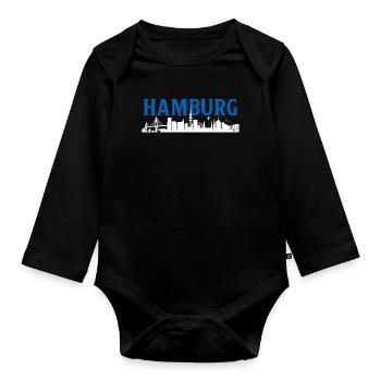 Hambourg Ville hanséatique Allemagne du Nord Bas-allemand - Body Bébé bio manches longues - noir - Devant