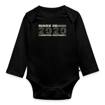 Jahrgang 2020 2020 Geburtstagsgeschenk Jahrgang 2020 - Baby Bio-Langarm-Body - Schwarz - Vorne