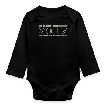 Vintage 2017 2017 Birthday Gift Born in 2017 - Organic Longsleeve Baby Bodysuit - black - Front