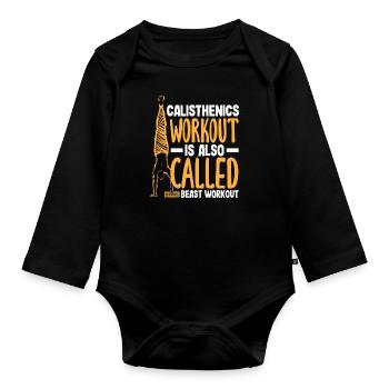 Calisthenics Training Fitness Workout - Organic Longsleeve Baby Bodysuit - black - Front