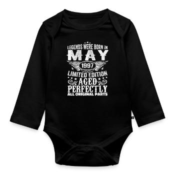 Mai 1997 Geburtstagsgeschenk Mai 1997 Mai - Baby Bio-Langarm-Body - Schwarz - Vorne