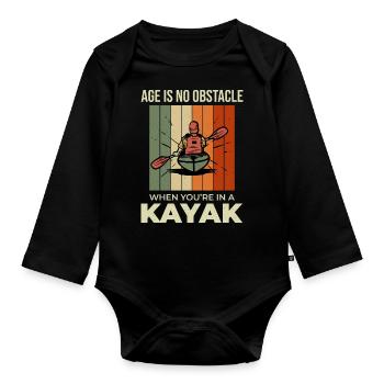 kayaking Gradma Kayak Canoe Kayaker Funny - Organic Longsleeve Baby Bodysuit - black - Front