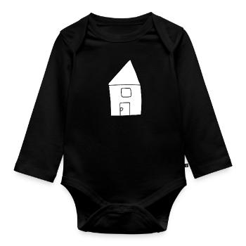 Haus Symbol Wohnen rot - Baby Bio-Langarm-Body - Schwarz - Vorne