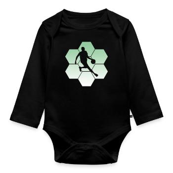 Player, Basketball, Streetball, Bball - Baby Bio-Langarm-Body - Schwarz - Vorne