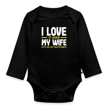 Calisthenics Training Fitness Workout - Organic Longsleeve Baby Bodysuit - black - Front