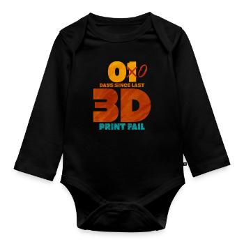 3D Printing - Organic Longsleeve Baby Bodysuit - black - Front