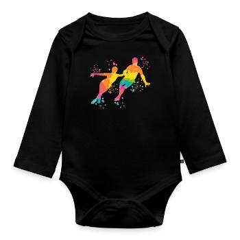 Eiskunstläufer Schlittschuhlaufen Eiskunstlauf - Baby Bio-Langarm-Body - Schwarz - Vorne