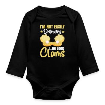 Discover the joy of shell digging with - Organic Longsleeve Baby Bodysuit - black - Front