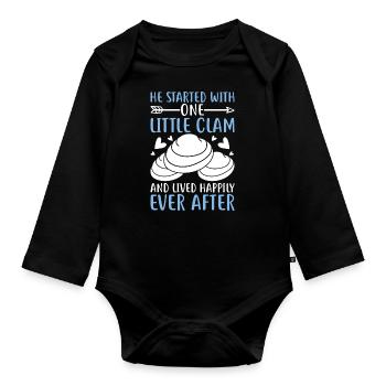 Funny shell digger making shells from shells - Organic Longsleeve Baby Bodysuit - black - Front