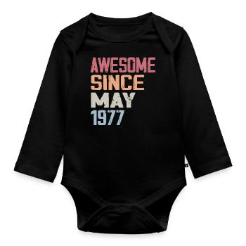 May 1977 Birthday 1977 Retro 1977 May Vintage - Organic Longsleeve Baby Bodysuit - black - Front