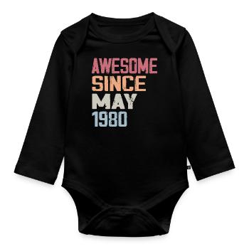 Mai 1980 Anniversaire 1980 Retro 1980 Mai Vintage - Body Bébé bio manches longues - noir - Devant