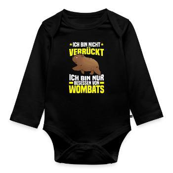 Wombat Beuteltier Besessen von Wombat - Baby Bio-Langarm-Body - Schwarz - Vorne
