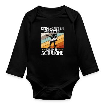Ich bin ein Schulkind Noah Einschulung - Baby Bio-Langarm-Body - Schwarz - Vorne