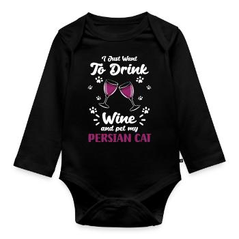 Perser Katze Katzendame Liebe Pfote - Baby Bio-Langarm-Body - Schwarz - Vorne