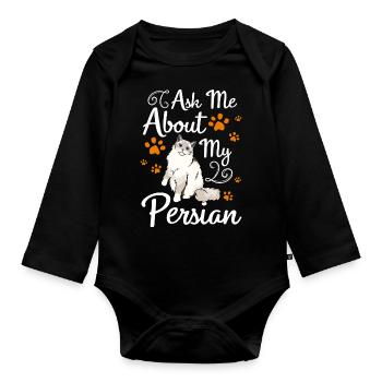 Perser Katzenfreund Katzenlady - Baby Bio-Langarm-Body - Schwarz - Vorne