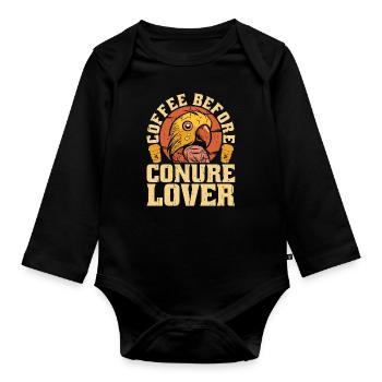 Conure Lover Coffee Parrot Owner Coffee Lover - Baby Bio-Langarm-Body - Schwarz - Vorne