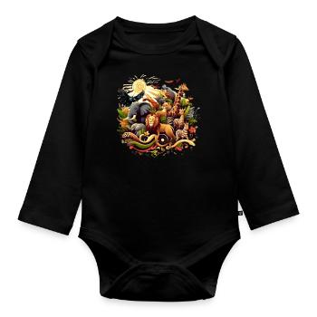 Safari Savannah Wildlife Africa Serengeti - Organic Longsleeve Baby Bodysuit - black - Front
