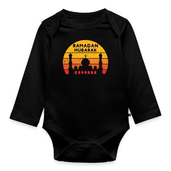 Ramadan Mubarak Sunset - Organic Longsleeve Baby Bodysuit - black - Front